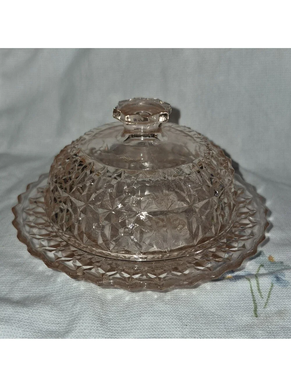Jeannette Holiday Pink Butter Dish with Cover